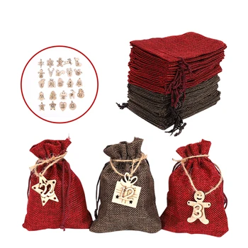 

Advent Calendar for Filling Jute Bags Made of Fabric for Hanging Christmas DIY Christmas Calendar Deco 24PCS with Clip