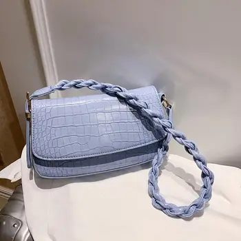 

Crocodile pattern Square Tote bag 2020 Fashion New Quality Leather Women's Designer Handbag Weave Shoulder strap Shoulder Bags