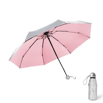 

Upgraded 5 Folding 8 Rib Sunscreen Titanium Silver Umbrella Mini Pocket Parasol New Portable Travel Paraguas Anti-UV UPF50+