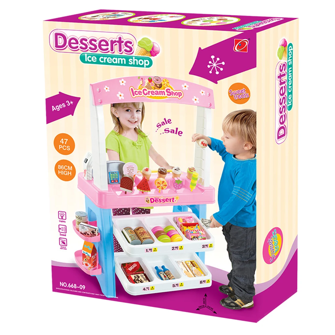 47 шт./компл. Дети моделирование супер Рынок Playset мульти-функциональный Рынок стойло кассовый аппарат игрушка в подарок на день рождения-розовый/желтый