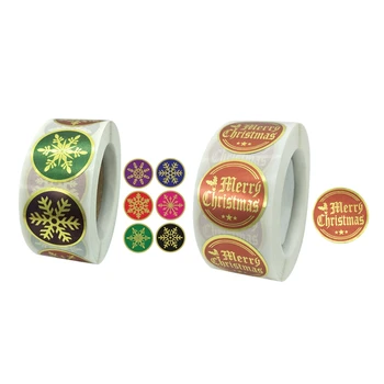 

Christmas Ornaments Sticker 10 Roll 500PCS Per Roll Very Suitable for Christmas Themed Decorations Combination Pack