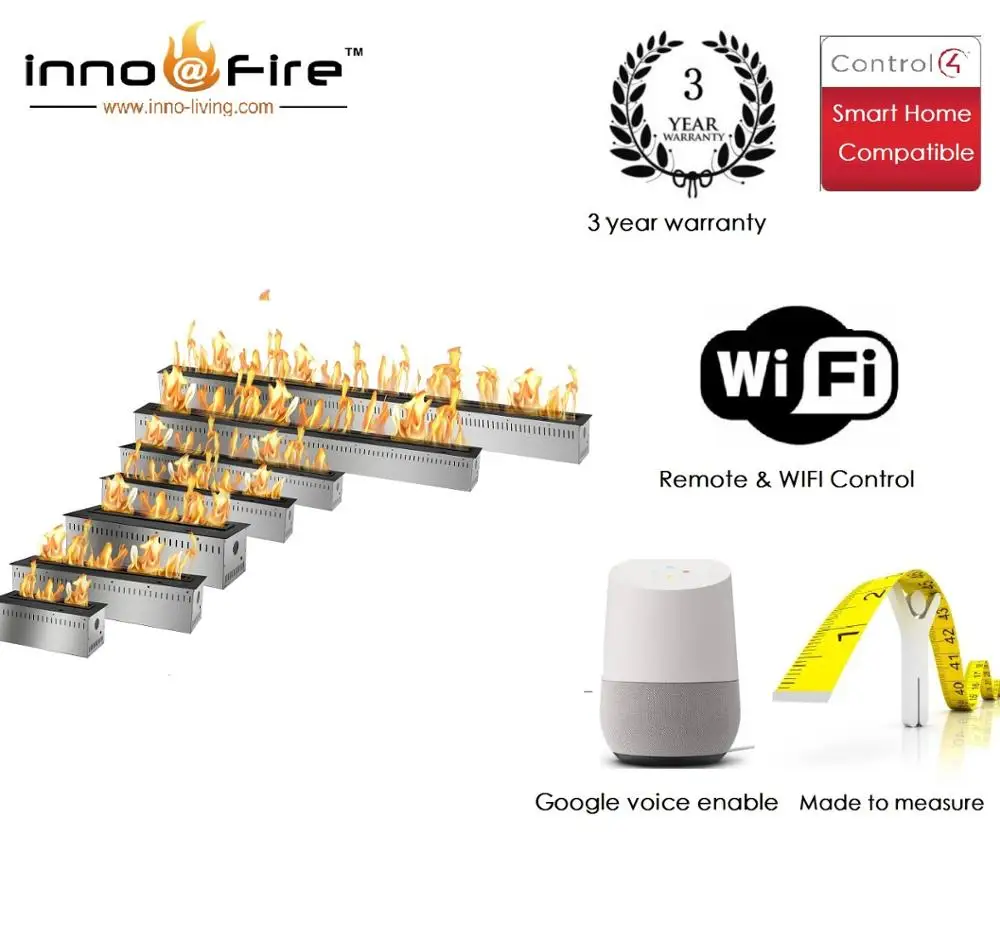 Inno гостиная 30 дюймов биотоплива смарт-горелка вставка этанол дымоход пульт дистанционного управления
