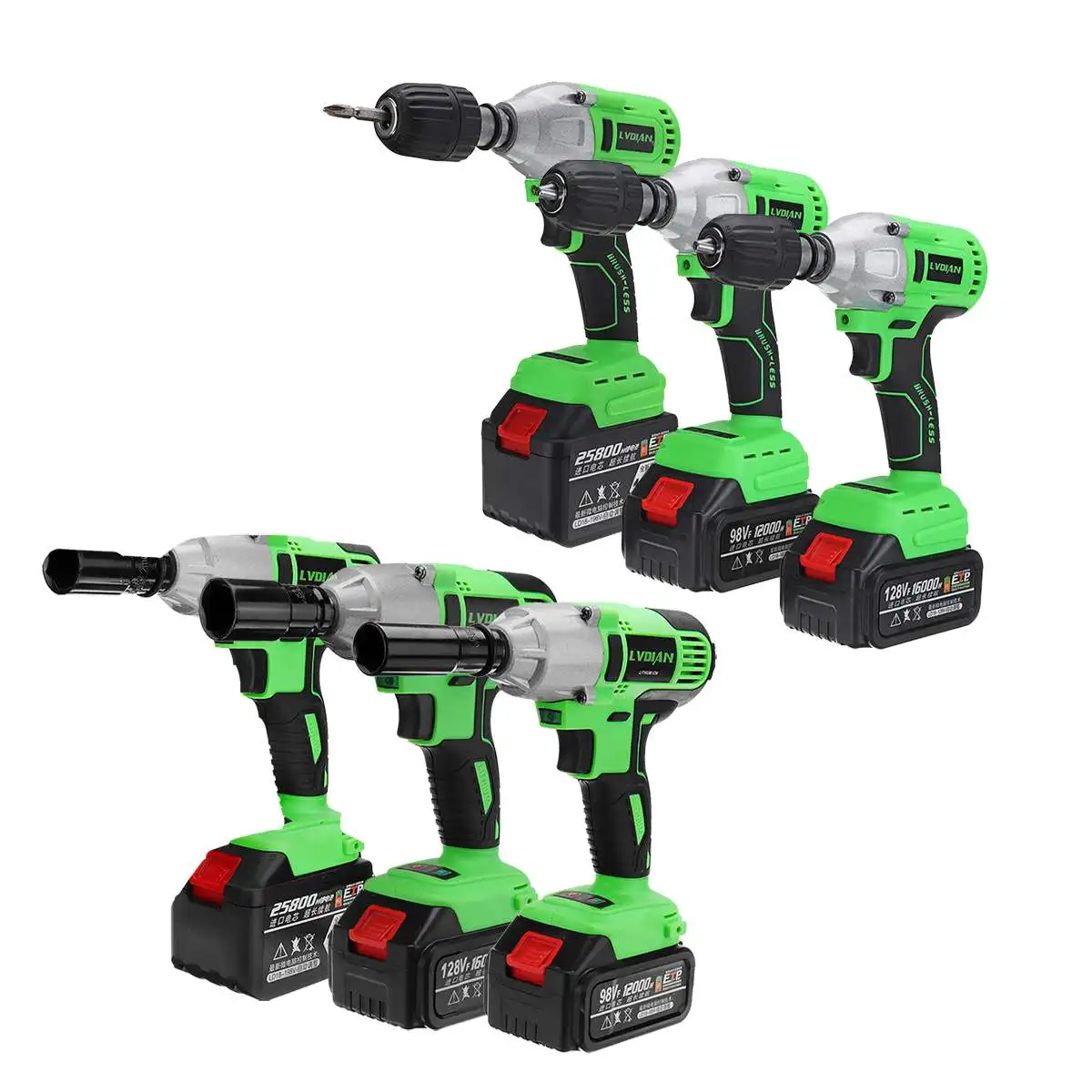 

Electric Wrench Brushless Cordless Impact Wrench Kit 17pcs US Plug Non-slip Driver Hand Drill Socket Battery with LED Work Light
