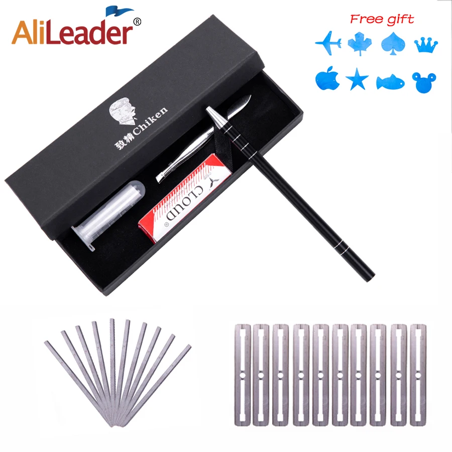Alileader Engraving Pen For Hair Art Design And Eyebrow Styling 1Pcs Engraved 10Pcs Stainless Stee Blades Tweezer | Красота и