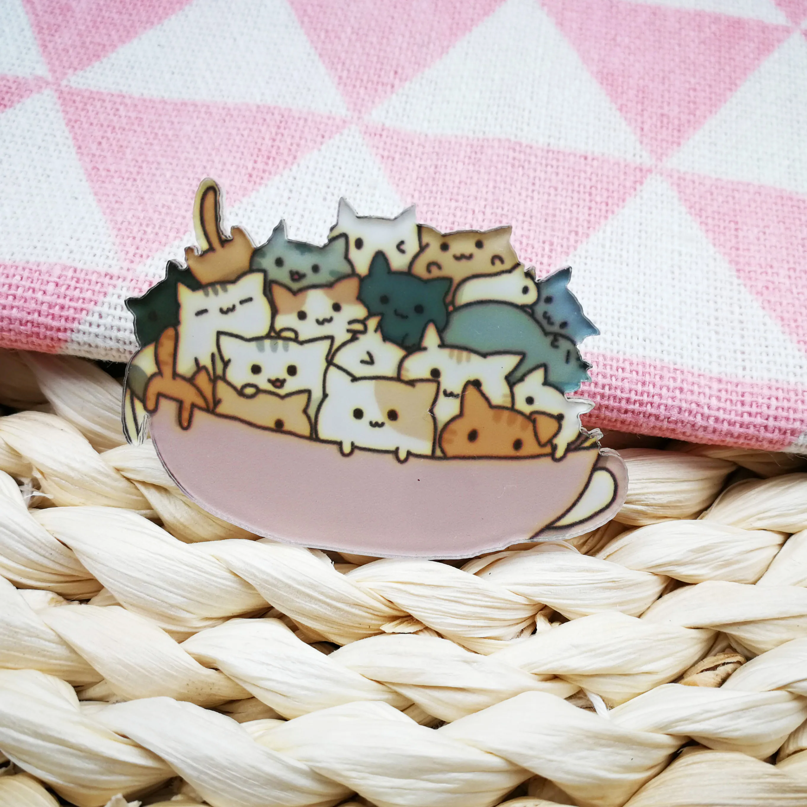 Мультяшная чашка в виде кошки серия акриловые значки Kawaii Значки на рюкзаке одежда булавка брошь для женщин украшения аксессуары - Окраска металла: Style3