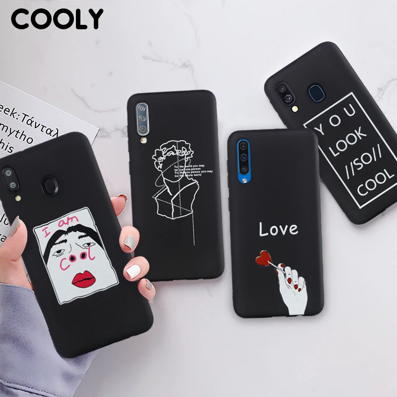 Забавный черный чехол COOLY для Samsung Galaxy M10 M20 задняя крышка A30 A40 A50 A70 кожаный из ТПУ