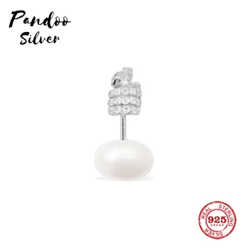 

Fashion Charm Sterling Silver Copy 1:1 Copy,Silver Single Knotted Pearl Earrings Women Monaco Luxury Jewelry Gift