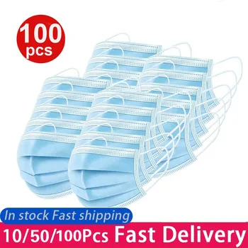 

10/50/100pcs Masks 3 Layer Ply Filter Mask mouth Face mask Breathable Earloops Masks Fast Shipping within 24 hours Dropshipping