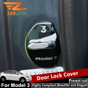 

Zeratul Auto Interior Modification 4pcs/Set Car Door Lock Cover Stainless Steel Protection Cap For Tesla Model 3 2017 - 2020