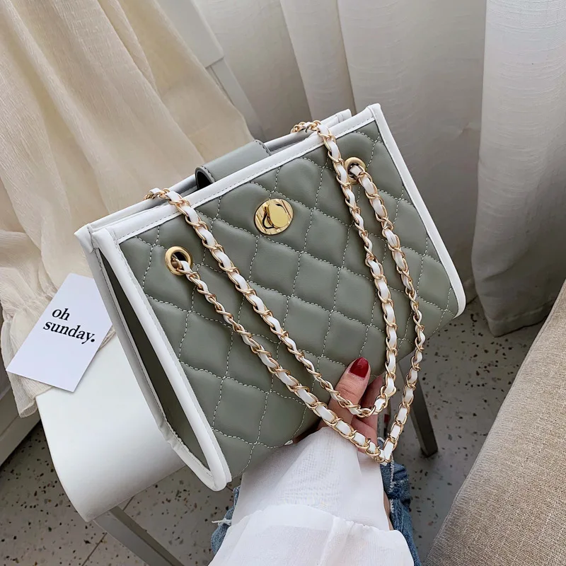 

Big Bag Women's 2020 New Style Fashion Summer Fashion INS Rhombus Chain Bag Versatile Large-Volume Crossbody Bag