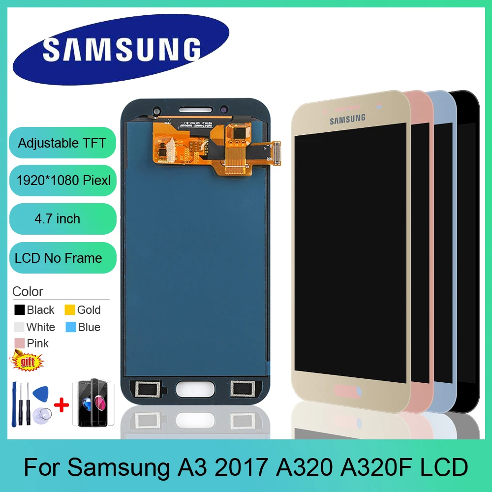 

4.7 inch A320F LCD For Samsung A3 2017 LCD A3 Display Touch Digitizer Sensor For Galaxy A3 A320 Display Adjustable brightness