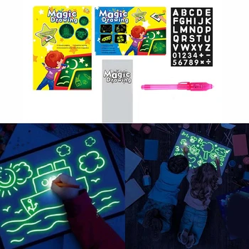 

A5-A3 Children LED Luminous Drawing Board Graffiti Doodle Draw Tablet Magic Draw With Light-Fun Fluorescent Pen Educational Toy