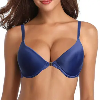 

Vgplay Fashion Front Closure Y-lined Women Bra Lace Back Embroidery Floral Thin Cup Push Up Bra For Women Plunge Lingerie