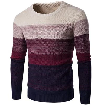 

Casual Sweater Men Fashion Gradual O-neck Slim Long Sleeve Elastic Wool Pullover Free Shipping