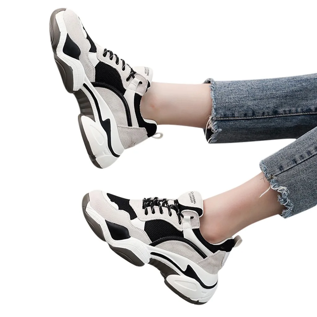 SAGACE; женская повседневная обувь из сетчатого материала на шнуровке; кроссовки для бега на платформе; спортивная Удобная дышащая прогулочная обувь;#45