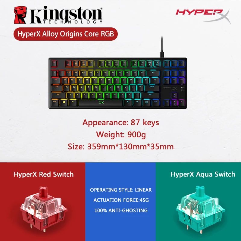 Игровая клавиатура Kingston HyperX из металлического сплава механическая с подсветкой