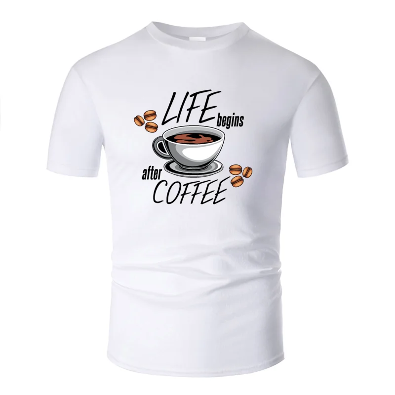 Men-White Модная Удобная футболка с надписью "life begins after coffee" для мужчин и женщин, новинка, унисекс, Мужская футболка, хипстерская футболка со слоганом, топы - Цвет: Men-White