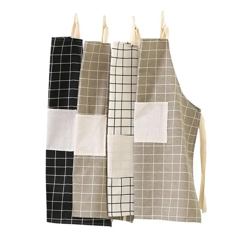 New Hot Fashion Pinafore Lady Women Men Adjustable Cotton Linen High-grade Kitchen Apron For Cooking Baking Restaurant