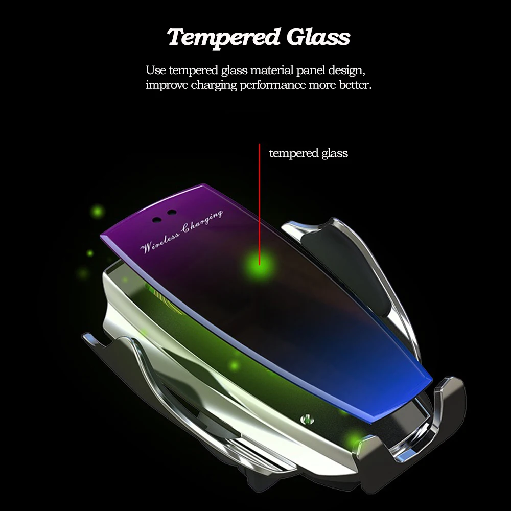 09Infrared Induction Qi Wireless Charger Car 10W Fast Charging Holder 