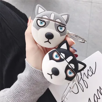 

Cute Husky Case for Airpods Protective Cover Wireless Bluetooth Headset Charging Box Cover Soft Silicone Case for Apple Airpods