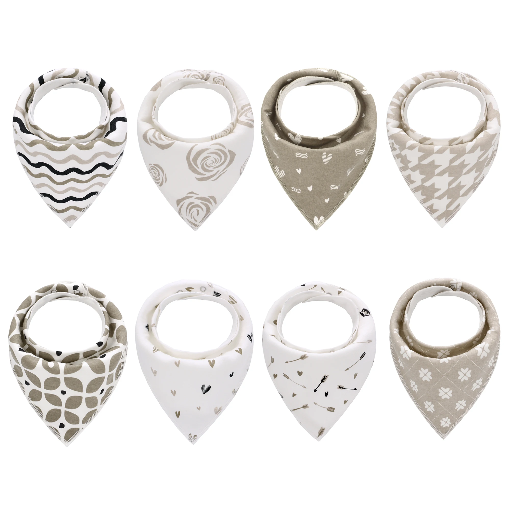 

8 Pcs / Lot Baby Bandana Drooling Bibs 100% Organic Cotton Bibs for Boys & Girls, Super Soft, Absorbent Feeding Bibs