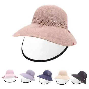 

Women Anti-Spitting Removable Face Shield Visor Empty Top Bowknot Sun Hat Cap