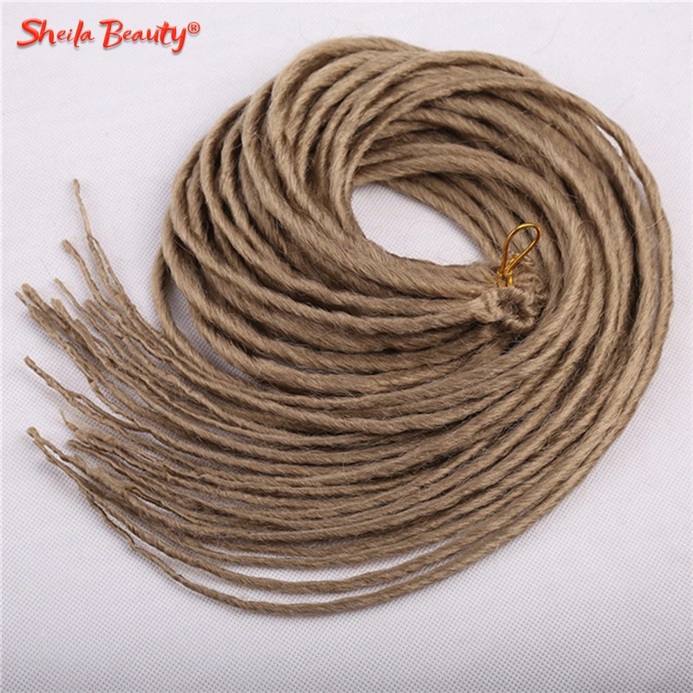 Soft Dreadlocks Synthetic Hair Extensions 22" Ombre Crochet Braids Single Twist Ends Dread Braiding Hair for Women Pink Brown 5