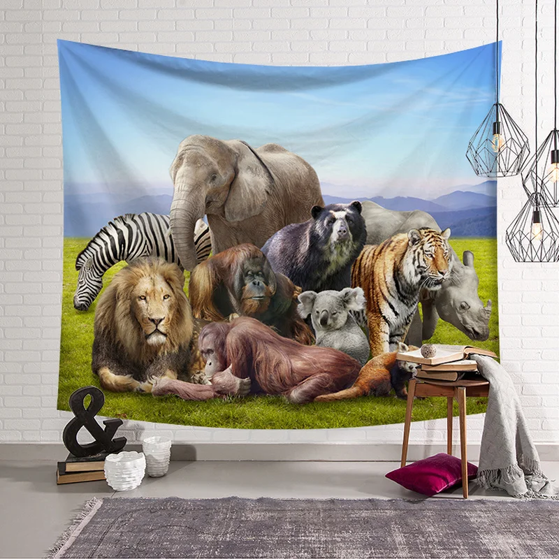 Elephant Tapestry Wall Hanging Wall Tapestry Blanket Farmhouse Decor Polyester Llama Printed Window Tapestry