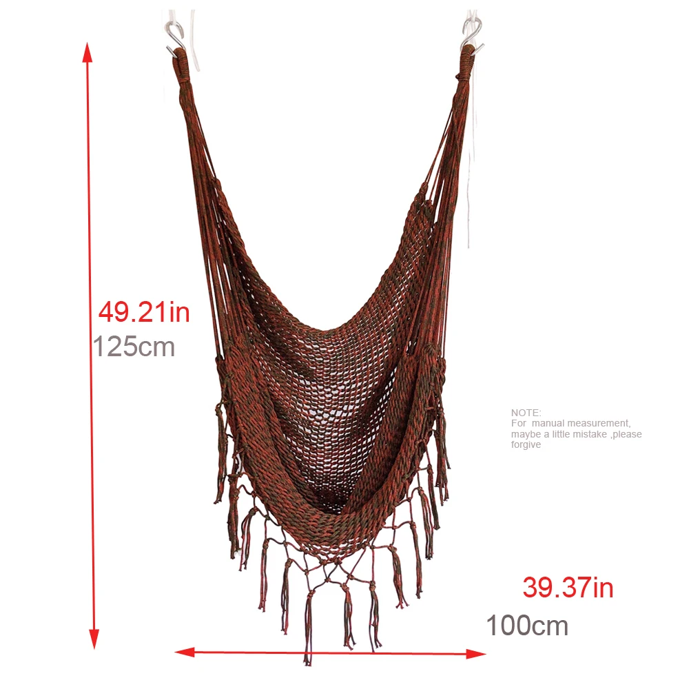 2019 New Handmade Knitted Hanging Hammock Outdoor Indoor Kids Adult Net Hanging Chair Easy Storage 6