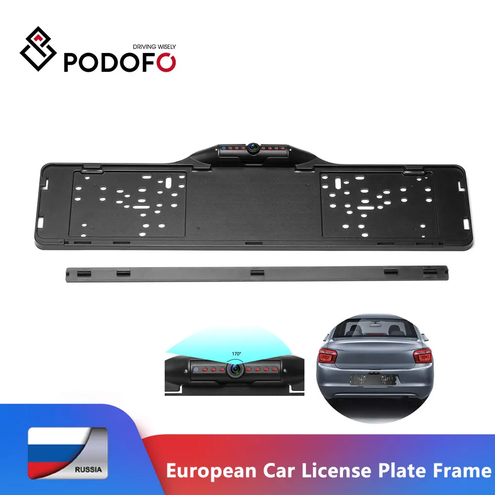Podofo Европейская Автомобильная рамка для номерного знака, камера заднего вида, 170 градусов, ночное видение, водонепроницаемая камера заднего вида, помощь при парковке
