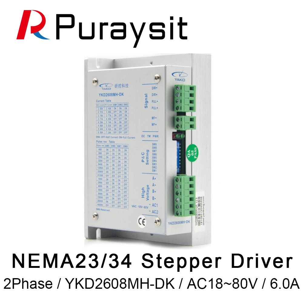 

Puraysit YAKO YKD2608MH-DK 2Phase Stepper Motor Driver AC18~80V 6.0A For CNC Router