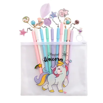 

Creative Pink Pendant Pen Cute Cartoon Gel Pen Combination Set Wind Chimes Pendant Signature Pen 10 PCs Stationery