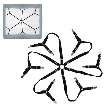 

Adjustable Bed Sheet Clips Grippers Fasteners 6 Sides Sheet Straps Elastic Sheet Holders Fixing Non-slip Belt Fastener