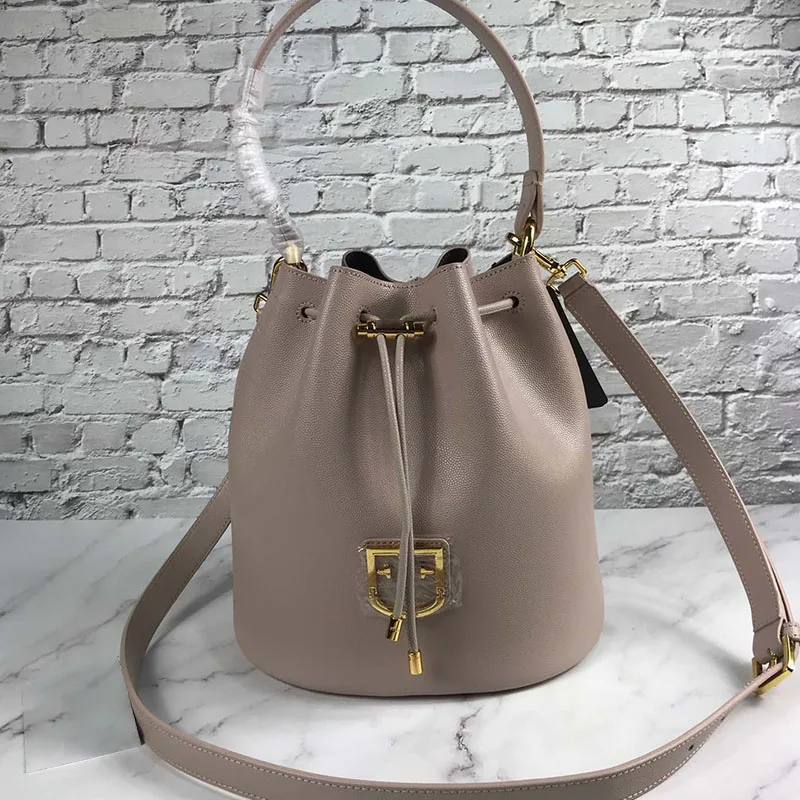 Хаки luxury brand classic leather bucket bag with single-shoulder diagonal straddle bag for women Large capacity handbag - Цвет: Хаки