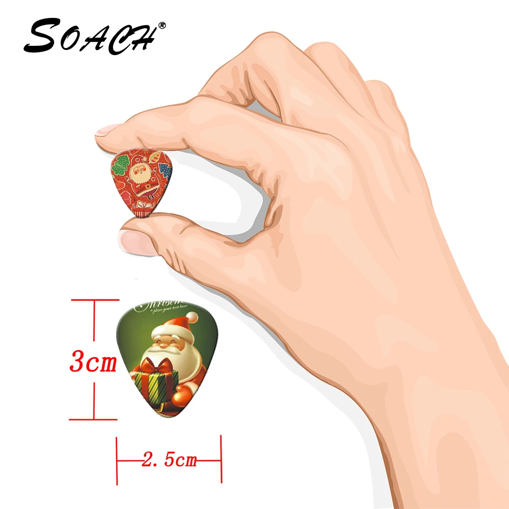 0.71mm Christmas Santa guitar picks two side pick instruments guitar picks earrings DIY Mix pick accessories SOACH 10PCS