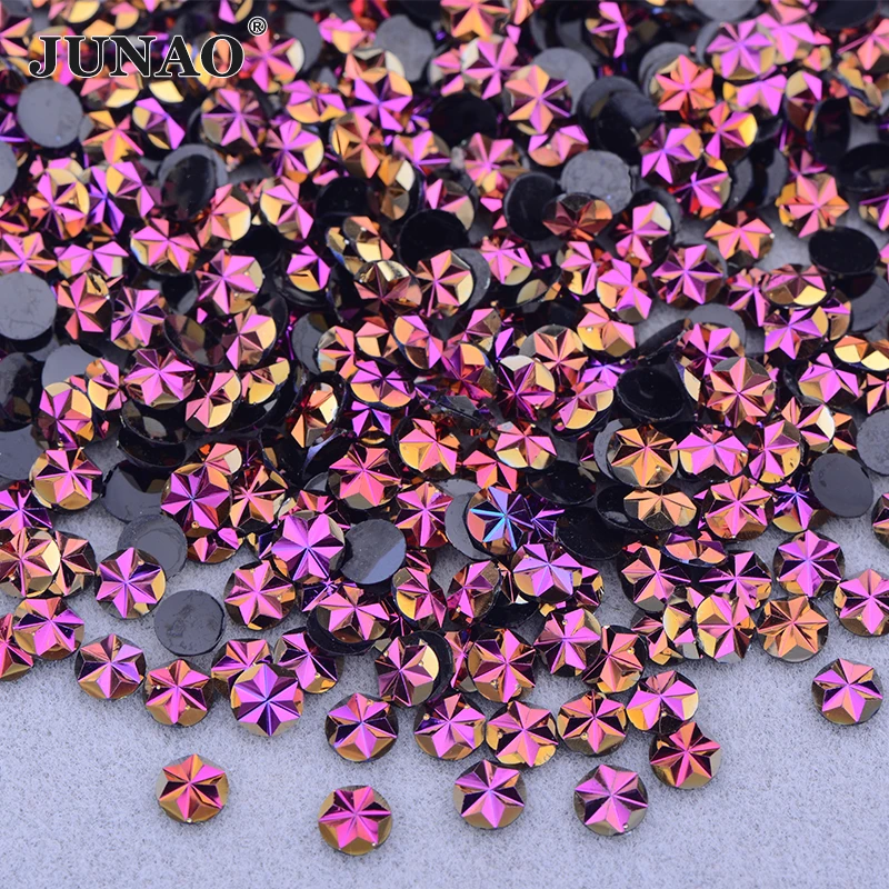 JUNAO 500pcs 5mm Purple Blue AB Flowers Nail Rhinestones Stones Appliques Resin Strass Crystal Stickers For Scrapbook Crafts — view 2