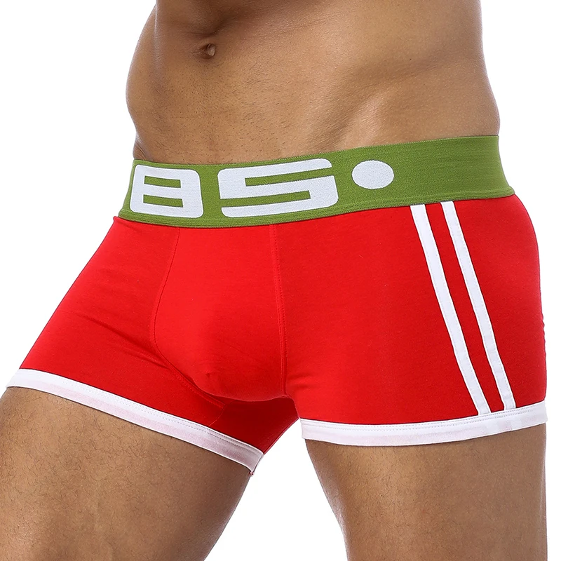 Модные боксеры, мужское нижнее белье, Cueca, пикантные мужские трусы, дышащие боксеры, хлопковые Трусы-слипы, Cuecas boxershorts cueca masculina - Цвет: BS40-RED