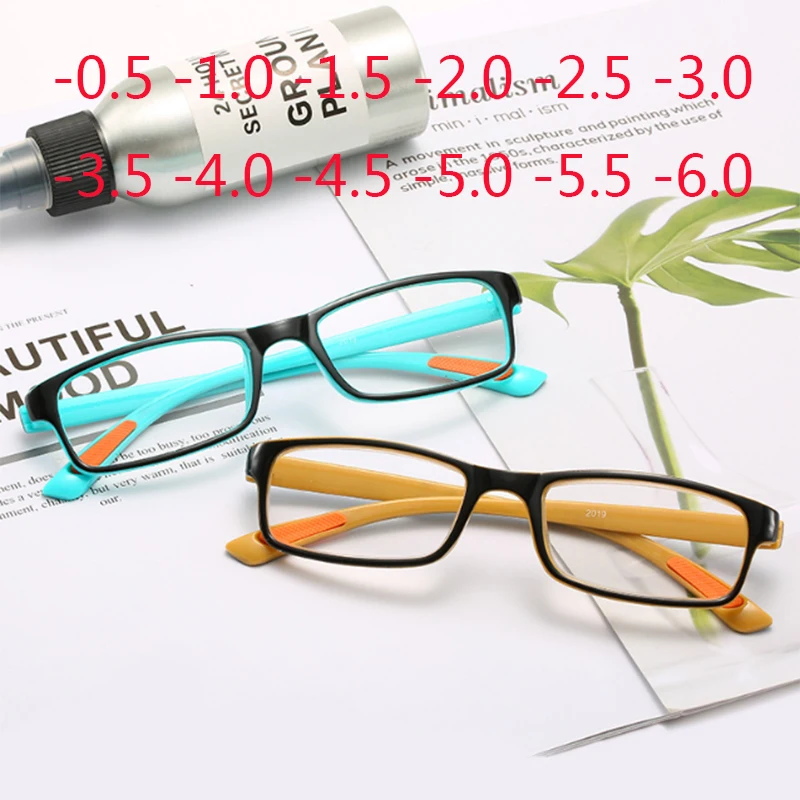 Plastic Myopia Glasses Square Nearsighted Eyeglasses Female Male Shortsighted Eyewear Spectacles - TO -8.0