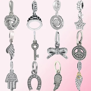 

2019 100% 925 Sterling Silver Classic Birthday Card Ballet Slippers Bell Origami Crane Female DIY Charm Free Shipping