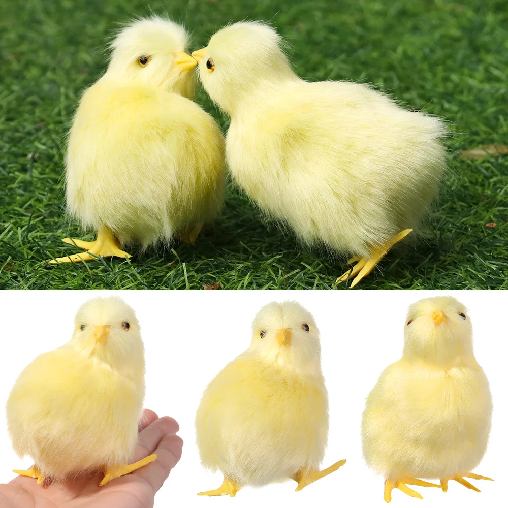 New Mini Plush Chick Toy Lifelike Furry Chicken Simulation Animal Lovely Doll Micro Landscape Photography Prop Easter Supplies | Дом и сад