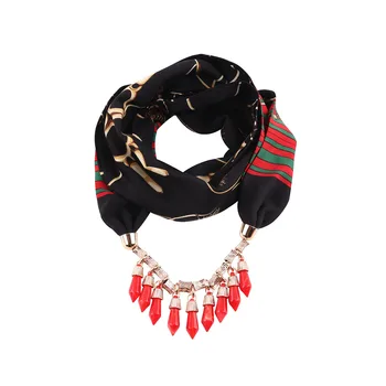 

Satin Model Silk Scarves Tassel Necklace Decoration Scarf Ethnic-Style Women's Clothes Accessories Trending Dress