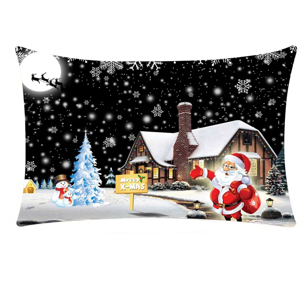 

2020 Merry Christmas rectangular Christmas pillowcase Cotton Linter Pillow Cases Cushion Decorative 30*50cm Pillow Case