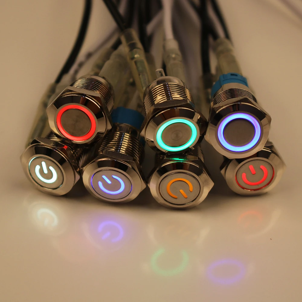 3V 5V 9V 12V 24V 110V 220V LED Metal ON//OFF Button Switch Momentary//Latching~