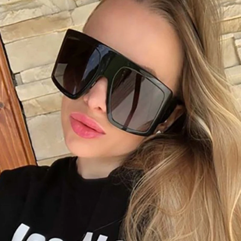 Негабаритные солнцезащитные очки с плоским верхом Женская мода Большой кадр