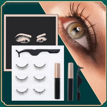 

NEW Magnetic 3 Pairs False Eyelashes Kit Waterproof Long Lasting Without Glue Eyelashes Magnet Eye Lashes Makeup