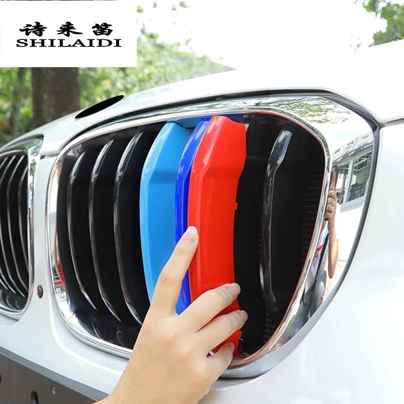 

Car Styling For BMW X3 x4 f25 f26 g01 g02 Accessories Head Front Grille For M Sport Stripes Grill Covers Cap Frame Auto Stickers
