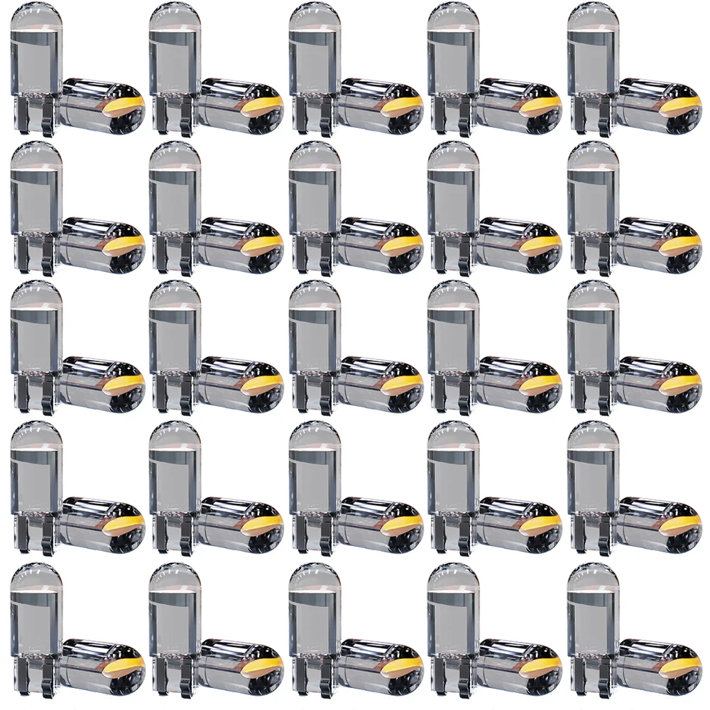 

100/50/30Pcs T10 LED W5W COB LED Car Wedge Parking Light Turn Side Bulbs Instrument Lamp Auto License Plate White Yellow Blue
