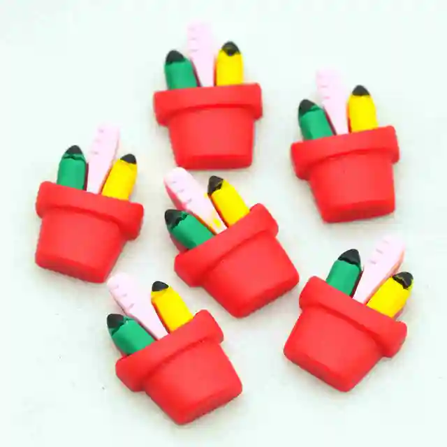 Resin Back to School Stationery Scrapbook Embellishments Miniatures|School Party Decoration Crafts|Back to School Gifts Pen Container-10PCS