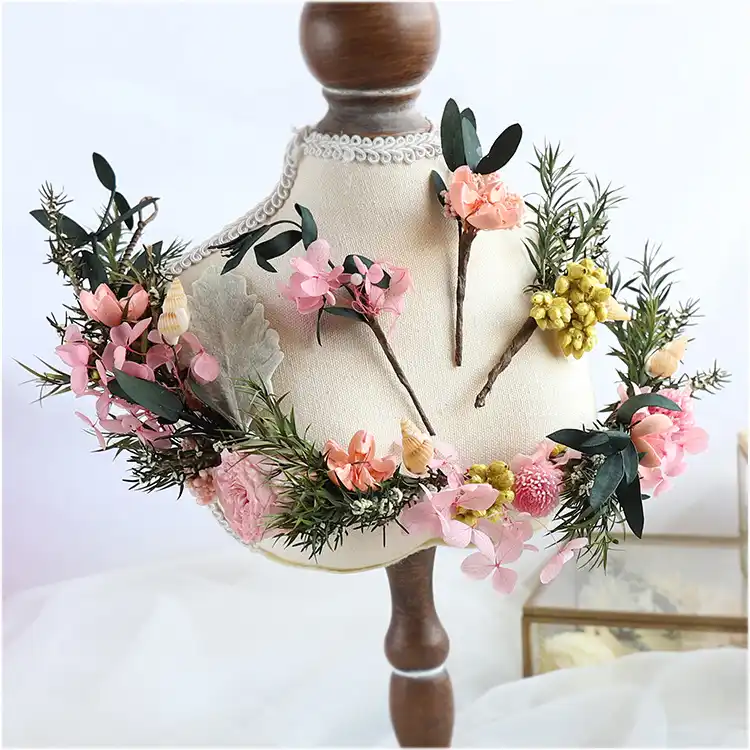 Tiara de la boda flores secas Gypsophila tocado señoras diadema