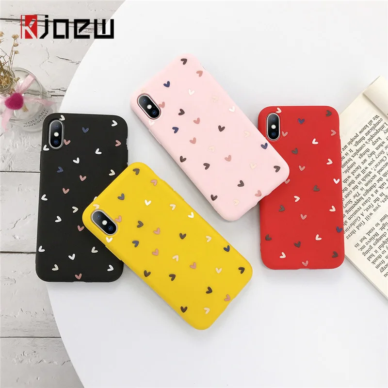 KJOEW чехол для телефона iPhone 11 Pro Max X XS XR Xs 6 6s 7 8 Plus карамельный цвет Любовь Сердце